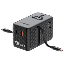Adaptateur Travel 70W 2C Verbatim - Chargeur rétractable