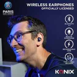 Écouteurs TWS Bleu Konix PSG | Casque Sans Fil