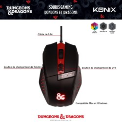 Souris Gaming D&D Konix | Performance RGB 7200 DPI