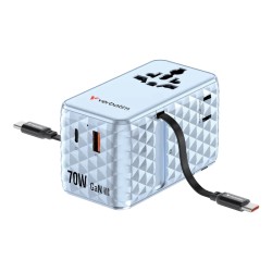 Adaptateur Travel 70W Verbatim Rétractable Bleu | USB-C