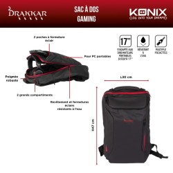 Sac à dos ordinateur 17" Konix - Gaming