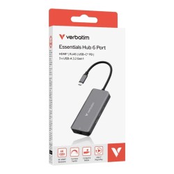 Hub USB-C 6 ports + RJ45 Verbatim - Accessoire PC