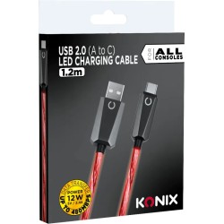 Câble USB-C rouge Konix 1,2m PS5 | Charge rapide