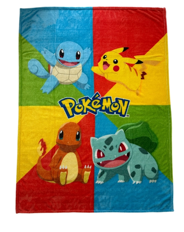 PLAID CORAL STARTER ET PIKACHU 130x180CM