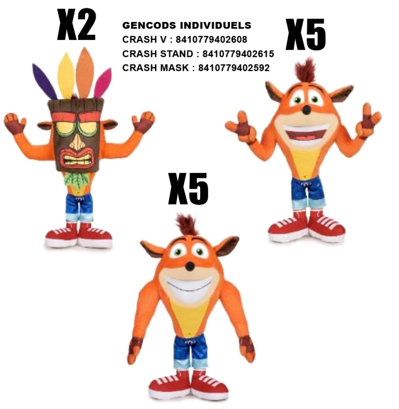 Assortiment peluches Crash Bandicoot (12 pièces)