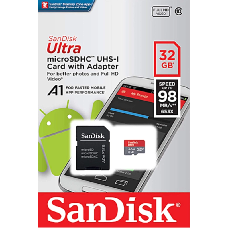 SANDISK ULTRA MICRO SDHC 32Go UHS-I + ADAPTATEUR