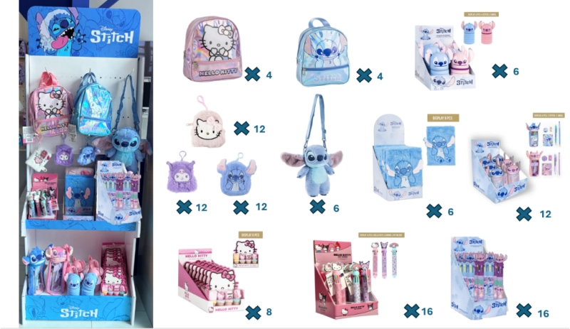 ASSORTIMENT STITCH HELLO KITTY 75 PCS