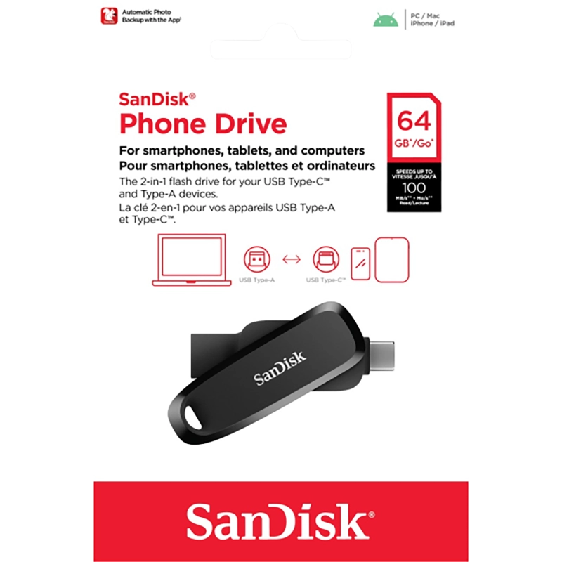 SANDISK PHONE CLE USB 64Go USB 3.2 GEN 1 / USBC NO